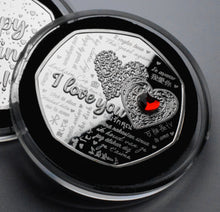 Load image into Gallery viewer, Happy Valentines Day 'I Love You' - Silver with Red Diamante Gemstone