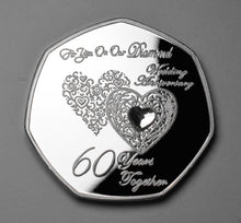 Load image into Gallery viewer, On Our 60th Wedding Anniversary 'I Love You' with Gemstone - Silver