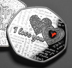 Happy Birthday 'I Love you' with Gemstone - Silver