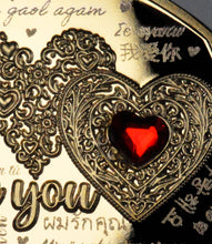 Load image into Gallery viewer, Happy Valentines Day 'I Love You' - 24ct Gold with Red Diamante Gemstone