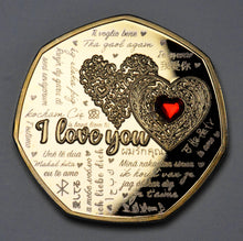 Load image into Gallery viewer, Happy Valentines Day 'I Love You' - 24ct Gold with Red Diamante Gemstone