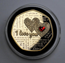 Load image into Gallery viewer, Happy Valentines Day 'I Love You' - 24ct Gold with Red Diamante Gemstone