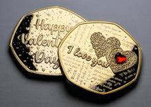 Load image into Gallery viewer, Happy Valentines Day &#39;I Love You&#39; - 24ct Gold with Red Diamante Gemstone