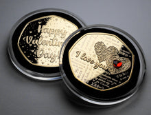 Load image into Gallery viewer, Happy Valentines Day 'I Love You' - 24ct Gold with Red Diamante Gemstone