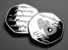 Load image into Gallery viewer, On Our 60th Wedding Anniversary 'I Love You' with Gemstone - Silver
