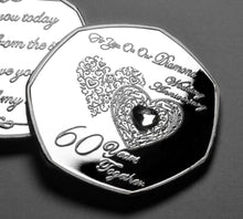 Load image into Gallery viewer, On Our 60th Wedding Anniversary 'I Love You' with Gemstone - Silver