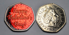 Load image into Gallery viewer, Happy Valentines Day 'I Love You' - Silver with Red Enamel. Diamante