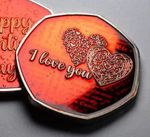 Load image into Gallery viewer, Happy Valentines Day 'I Love You' - Silver with Red Enamel