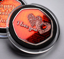 Load image into Gallery viewer, Happy Valentines Day 'I Love You' - Silver with Red Enamel. Diamante