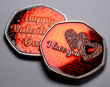 Load image into Gallery viewer, Happy Valentines Day 'I Love You' - Silver with Red Enamel. Diamante