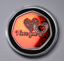 Load image into Gallery viewer, Happy Valentines Day 'I Love You' - Silver with Red Enamel. Diamante