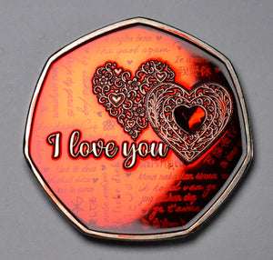 Happy Valentines Day 'I Love You' - Silver with Red Enamel. Diamante