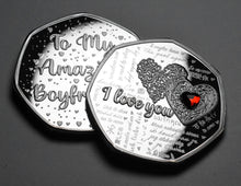 Load image into Gallery viewer, To My Amazing Boyfriend - I Love You - Silver with Diamante