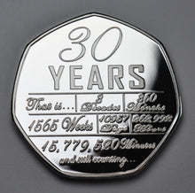 Load image into Gallery viewer, On Our 30th Wedding Anniversary 'And Still Counting' - Silver
