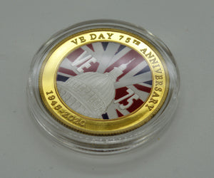 VE DAY 75th Anniversary - Silver & 24ct Gold with Colour