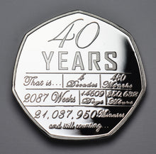 Load image into Gallery viewer, On Your 40th Wedding Anniversary 'And Still Counting' - Silver with Gemstone