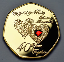 Load image into Gallery viewer, On Your 40th Wedding Anniversary 'And Still Counting' - 24ct Gold with Gemstone