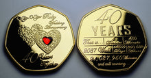 Load image into Gallery viewer, On Your 40th Wedding Anniversary 'And Still Counting' - 24ct Gold with Gemstone