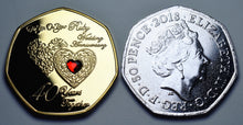 Load image into Gallery viewer, On Your 40th Wedding Anniversary 'And Still Counting' - 24ct Gold with Gemstone