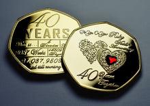 Load image into Gallery viewer, On Your 40th Wedding Anniversary 'And Still Counting' - 24ct Gold with Gemstone