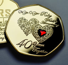 Load image into Gallery viewer, On Your 40th Wedding Anniversary 'And Still Counting' - 24ct Gold with Gemstone