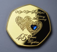 Load image into Gallery viewer, On Your 45th Wedding Anniversary with Sapphire Gemstone - Gold
