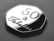 Load image into Gallery viewer, 50th Birthday 'Fifty & Fabulous' Shimmer & Sparkles - Silver