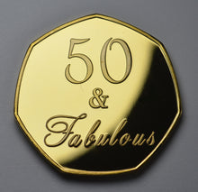 Load image into Gallery viewer, 50th Birthday 'Fifty & Fabulous' Shimmer & Sparkles - 24ct Gold