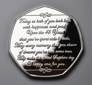 On Your 45 Sapphire Wedding Anniversary - Silver