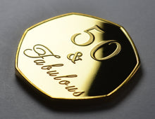 Load image into Gallery viewer, 50th Birthday 'Fifty & Fabulous' Shimmer & Sparkles - 24ct Gold