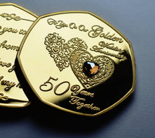 Load image into Gallery viewer, For You On Our 50th Wedding Anniversary - 24ct Gold with Gemstone