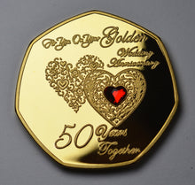 Load image into Gallery viewer, On Your 50th Golden Wedding Anniversary with Diamante Gemstone - Gold