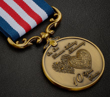 Load image into Gallery viewer, On Our 10th (Titanium) Wedding Anniversary Medal - Antique Gold