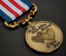 Load image into Gallery viewer, On Our 5th Wooden Wedding Anniversary Medal - Antique Gold