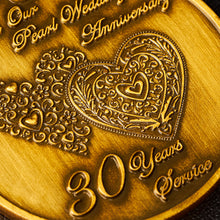 Load image into Gallery viewer, Our 30th Pearl Wedding Anniversary Medal 'Distinguished Service & Bravery in the Field' in Case - Antique Gold