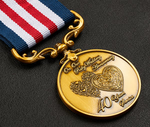 Our 40th Ruby Wedding Anniversary Medal 'Distinguished Service & Bravery in the Field' - Antique Gold