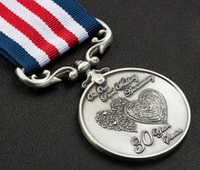 Load image into Gallery viewer, Our 30th Pearl Wedding Anniversary Medal &#39;Distinguished Service &amp; Bravery in the Field&#39; in Case - Antique Silver