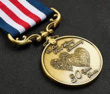 Load image into Gallery viewer, Our 30th Pearl Wedding Anniversary Medal 'Distinguished Service & Bravery in the Field' in Case - Antique Bronze