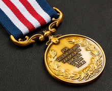 Load image into Gallery viewer, Our 30th Pearl Wedding Anniversary Medal &#39;Distinguished Service &amp; Bravery in the Field&#39; - Antique Gold