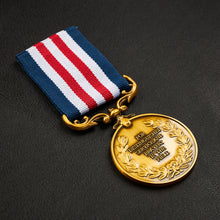 Load image into Gallery viewer, Our 30th Pearl Wedding Anniversary Medal 'Distinguished Service & Bravery in the Field' in Case - Antique Gold