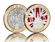 Load image into Gallery viewer, VE DAY 75th Anniversary - Silver &amp; 24ct Gold with Colour