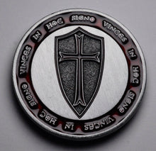 Load image into Gallery viewer, Masonic Knights Templar with Red Enamel - Antique Nickel Silver