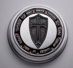 Masonic Knights Templar with Red Enamel - Antique Nickel Silver