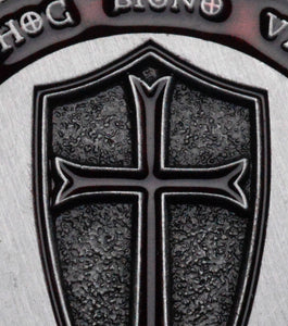 Masonic Knights Templar with Red Enamel - Antique Nickel Silver
