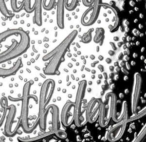 Happy 21st Birthday 'Champagne Sparkles' - Silver