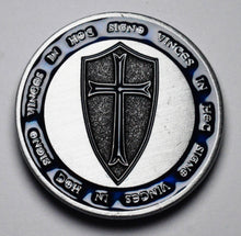 Load image into Gallery viewer, Masonic Knights Templar with Blue Enamel - Antique Nickel Silver