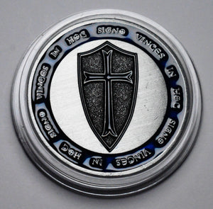 Masonic Knights Templar with Blue Enamel - Antique Nickel Silver