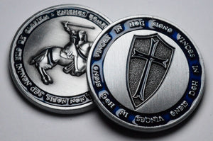 Masonic Knights Templar with Blue Enamel - Antique Nickel Silver