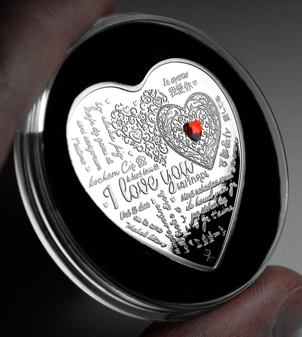 Happy Valentine's Day - Silver Heart with Diamante