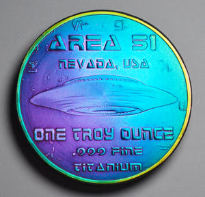 .999 Titanium Round - 1 Troy Ounce (31.1g) - AREA 51, ALIEN -IRIDESCENT